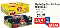 DOĞUŞ DEMLİK POŞET SİYAH ÇAY BLACK LABEL/EARL GREY 48'Lİ